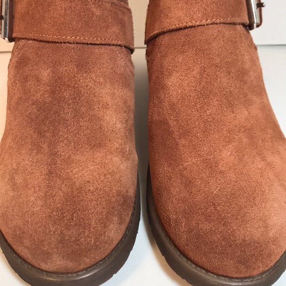 Steve Madden Alick Brown Leather Moto Buckle Boots - Picture 6 of 8